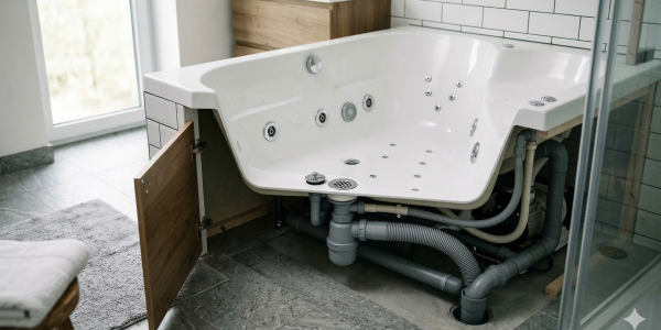 Évacuation et siphon d’une baignoire balnéo